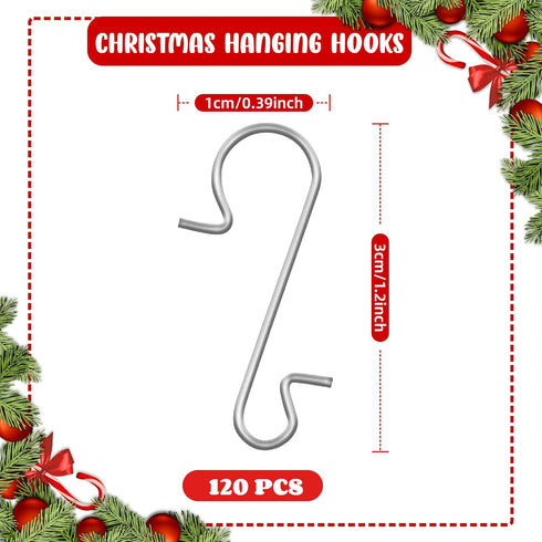 Naler Ornament Hooks, Stainless Steel S-Shaped Hangers, 120 Pack for Party Decorations