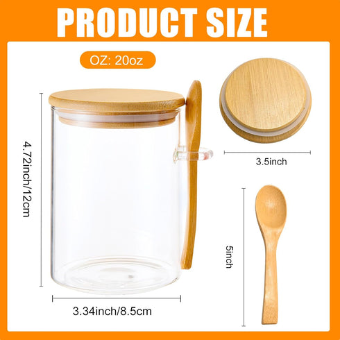 Npmkx 2pack Overnight Oats Containers With Lids and Spoons, Glass Jars with Bamboo Lids, Leak-Proof Overnight Oats Jars