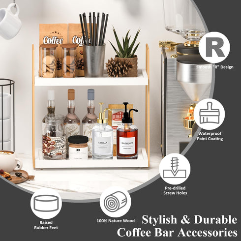 2087 Countertop, 2 Countertop, Coffee Bar Organizer for Multifunctional Coffee Station Organizer for Accessories