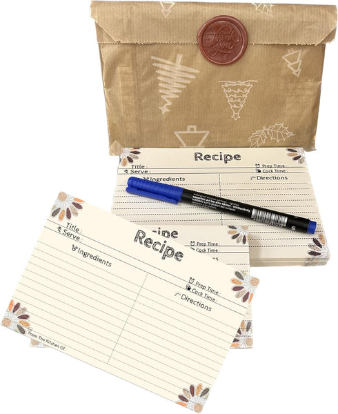 Recipe Cards 4x6 Double Sided, 40 Count Blank Recipe Cards with Gift Pen