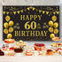 Trgowaul 60th Birthday Backdrop - Gold and Black 5.9 x 3.6 Fts Happy Birthday Party Decorations Banner