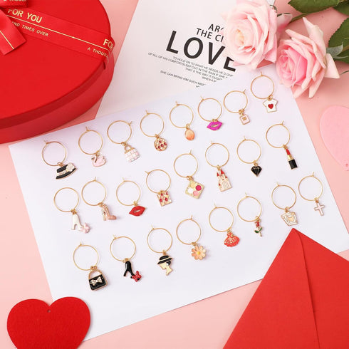 SANNIX 24Pcs Wine Glass Charms - Identifier Charms for Stem Glasses Wine Tasting Party