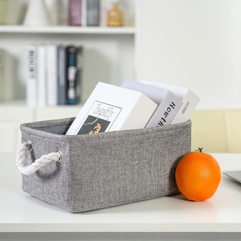 TheWarmHome Storage Bins for Shelves - 11.8x7.9x5.2 inch Grey Fabric Storage Baskets for Organizing