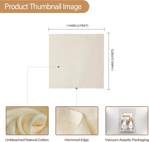 Cheesecloth, 9 Square Feet Grade 100 for Straining, Reusable Washable Lint Free Cotton Cheese Cloths for Cooking