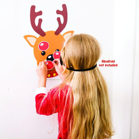 Stickamajigger Stick the Red Nose on the Reindeer Poster Game - Restickable & Reusable