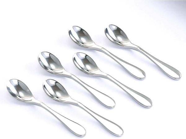 Knork Stainless Steel Demitasse Spoon Set of 6, Shiny Gloss Silver, Tiny Specialty Spoons