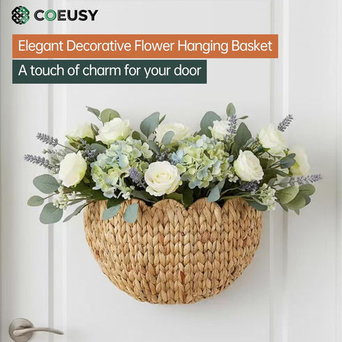 Coeusy Scalloped Wall Basket,Boho Wall Decor Basket,Big Wicker Hanging Baskets for Nursery,Door,Plants,Mail,Natural