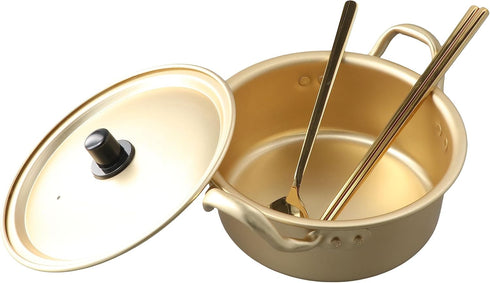Ramen Pot with Lid, Spoon, and Chopsticks, Fast Heating Korean Cooking Pot