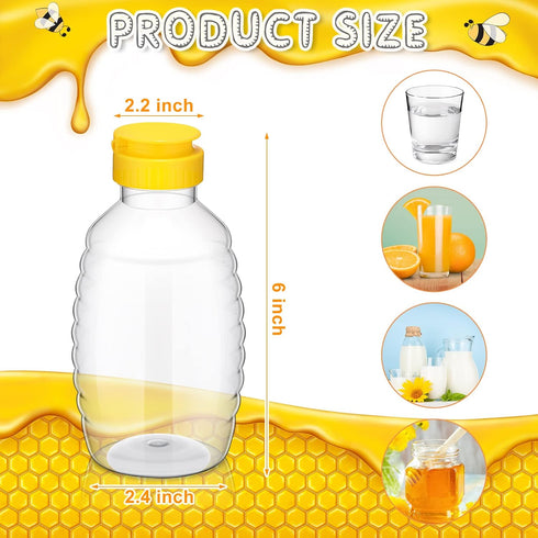 24 (16oz) Pcs Clear Plastic Honey Bottles Plastic Skep Style Jar Honey Squeeze Bottle Empty Refillable Honey Dispenser