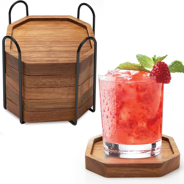 Cute Rustic Farmhouse Wooden Cup Coaster Set of 6 Cool Bar Drink