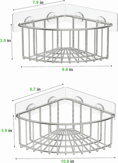 2-Pack SUS304 SMARTAKE Corner Shower Caddy Deep Basket Design, Stainless Steel, Wall Mounted Bathroom Shelf