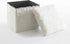 Urban Lifestyle Mongolian Fur Collapsible Storage Ottoman 15 Inch Square Soft White