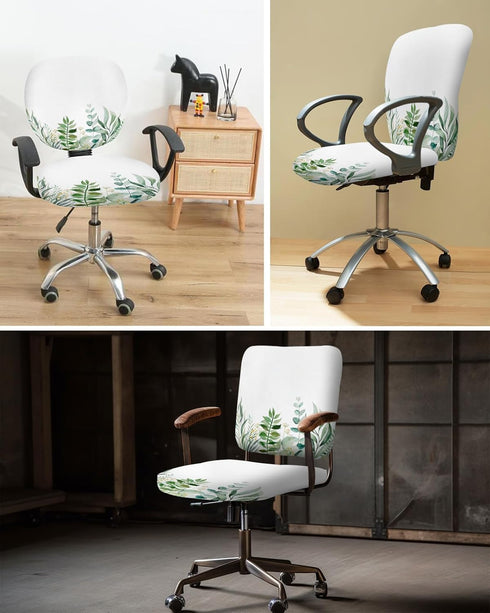 Office Chair Cover, Eucalyptus Leaves Spring Summer Plant, Universal Elastic Stretchable Rotating Chair Slipcover,