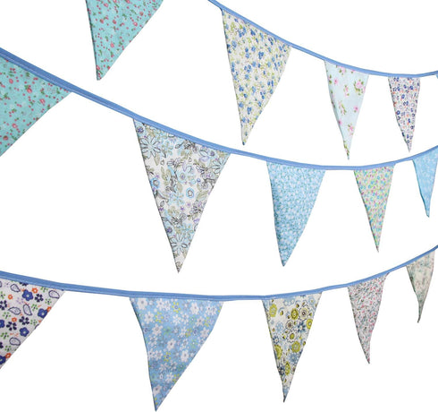 10M Triangle Bunting Banner, 36 Pcs Cotton Flags for Birthday Party, Wedding, Baby Shower, Blue