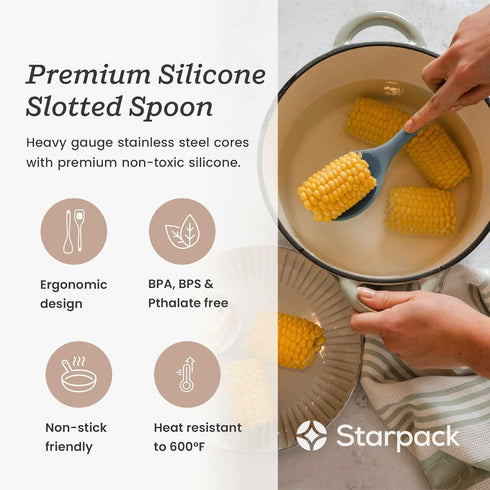 Starpack 'Let it Drain' XL Silicone Slotted Spoon, Large Heat Resistant Cooking Spoon