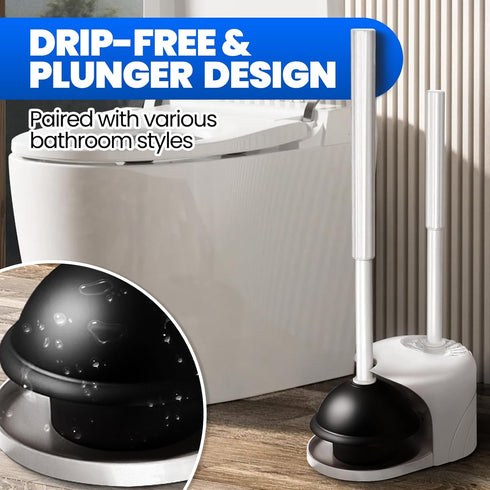 Denvlex 2 1 Set, Set,Gap in Toilet Brush and Plunger Extended Handle Plunger,Toilet Bowl Brush Plunger BrushCleaning