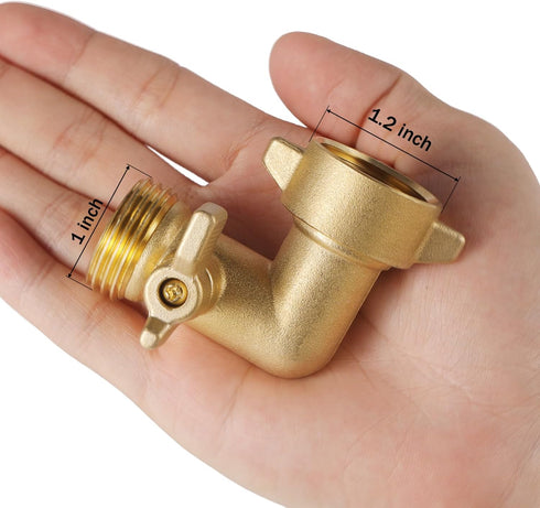 AuySier 90 Elbow Elbow 3/4" Brass Degree Hose for RV, Garden Hose Connector with Shut Off Valves, Garden Hose