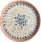 Terrekraft 14" Large Rattan Serving Tray with Mother of Pearl, Round Coffee