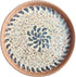 Terrekraft 14" Large Rattan Serving Tray with Mother of Pearl, Round Coffee