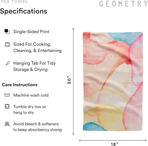 Summer 18" 30" 1-Pack GEOMETRY Spring Kitchen Towels - Double Sided, Quick Dry Microfiber Cloth - Spring & Dish Towels