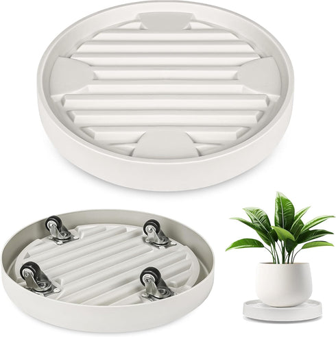 12Inch Plant Caddy with Hidden Wheels, Rolling Plants Stand with Wheel, 4