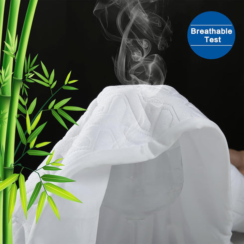 MERITLIFE Premium Waterproof Mattress Protector, Queen Size Cooling Bed Pad Cover, Soft Breathable, Vinyl Free, White