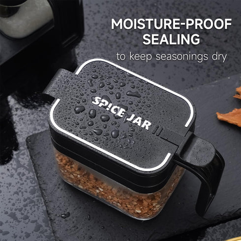 Mlici Set 3 13.52 Set Countertop Seasoning Containers with Lid and Spoon, of Glass Salt and Sugar Container, Ounce Wall