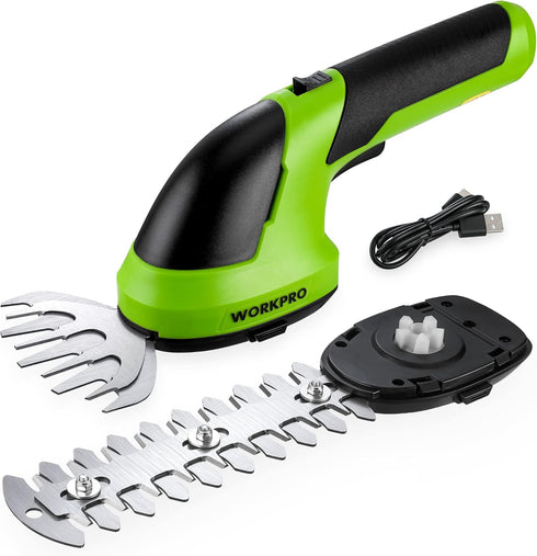 WORKPRO Cordless Grass Shear & Shrubbery Trimmer, 2 in 1 Handheld 7.2V Electric Grass Cutter with Battery Included