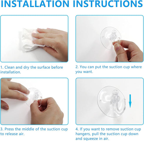 Piutouyar 20Pcs Clear Suction Cup Hooks 30mm/1.2" Transparent Suckers for Window Wall Bathroom Kitchen Hook