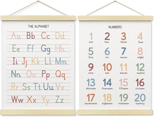 BONETAT Numbers alphabet poster for Nursery Toddlers, Play Room Wall Decor, ABC