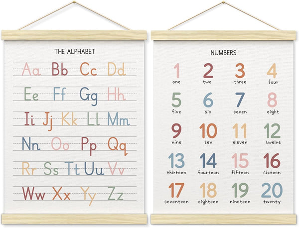 BONETAT Numbers alphabet poster for Nursery Toddlers, Play Room Wall Decor, ABC