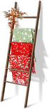 6-Tier 5.7FT(66.5'') Acacia Wood Blanket Ladder, Blanket Quilt Towel Holder Rack Decorative Ladder Wooden, Easy