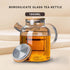 Glass Teapot, Stovetop and Microwave Safe Borosilicate Teapot, 60.8 oz with Natural Bamboo Lid and Removable Filter
