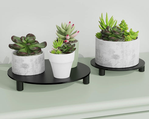 HEMYLU 10 Inch Counter 10-inch Acrylic Risers for Dcor, Round Black Pedestal Stand for Indoor Plant Holder, Decorative