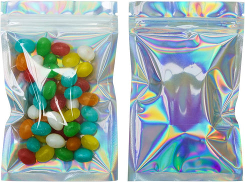 100 Pieces Smell Proof Bags, 3x5 Inches Resealable Mylar Bags, Clear Zip Lock Food Storage Bags