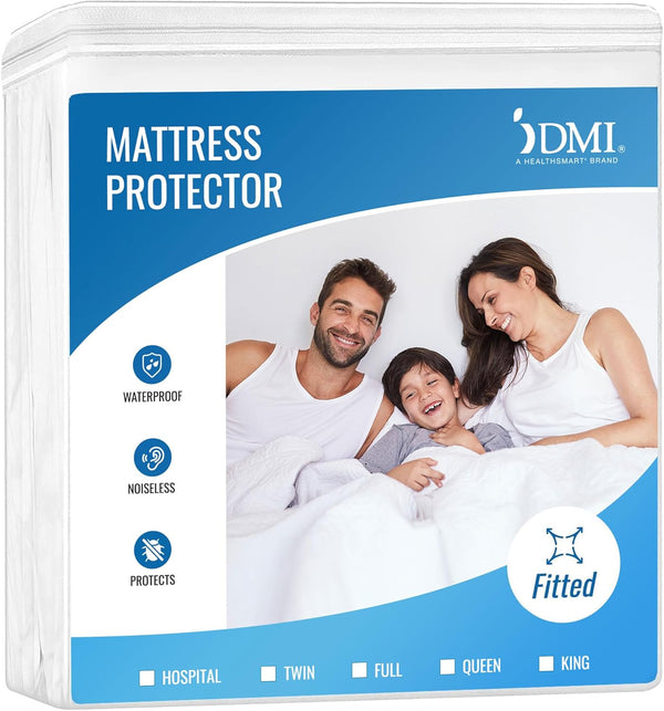 DMI Waterproof Mattress Protector, White, 36x80x6 Inch, Noiseless Plastic