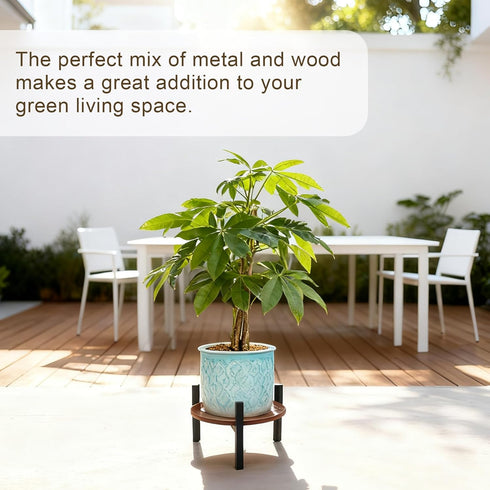 (2pack)) Vigordream Plant Stand Indoor, Heavy Duty Sturdy Metal Wooden Plant Holder Stool, Low Short Single Flower Pot