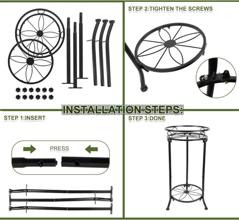 THKFUL 2Pack Outdoor,20.3" Plant,2 Plant Stand Indoor Heavy Duty Metal Pot Plants Stands for Multiple Tier Corner