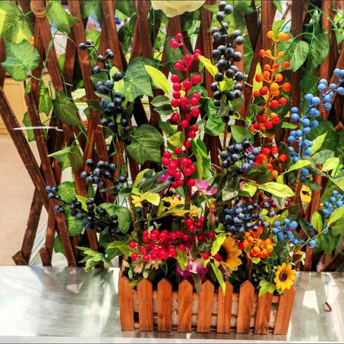 OrgMemory (6 17" Artificial Berry, pcs, Each) Fake Burgundy Berry, Artificial Berries Stems for Xmas Tree Wreath