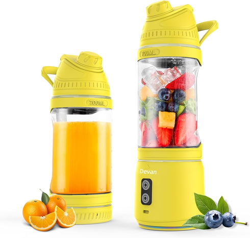Portable Blender, Anti-Jamming 300 Watt for Shakes and Smoothies, 24oz USB Rechargeable Travel Blender with BPA Free