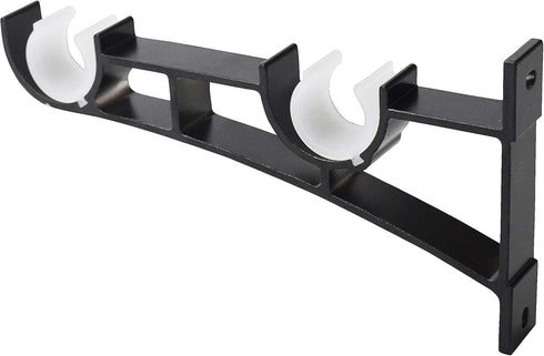 AddGrace Double Curtain Rod Brackets Set of 4 for Drapery Rod Window Hardware, Black