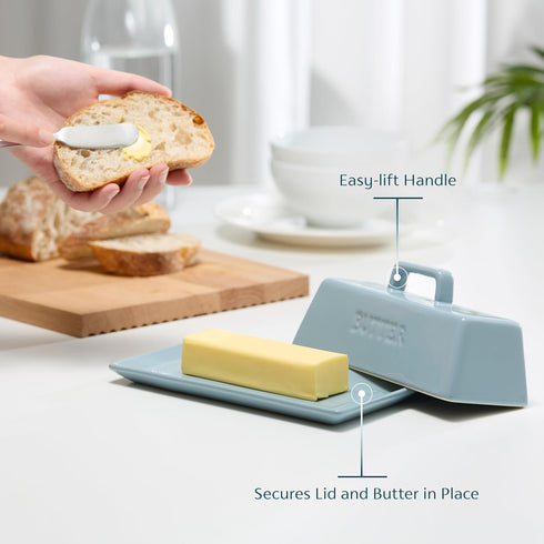 Countertop, Butter Dish with Lid for by Kook, Ceramic Dish Tray with Cover, Kitchen Keeper, Container, Holder (Casper
