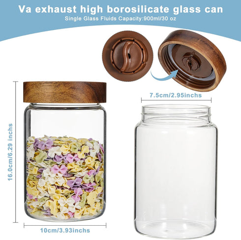 Foyofly (30oz(900ml)*2 pack) Glass Spice Jars Seasoning Containers Small Glass Jars with Lids Airtight Food Storage