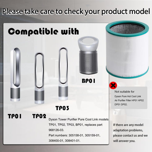 Filter Replacement for Dyson Pure Cool Link TP02, TP03, Dyson Tower Purifier, 968126-03