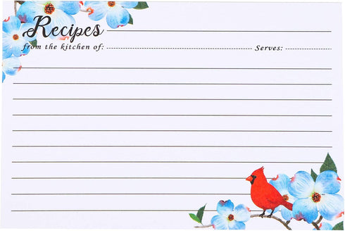 COFICE Recipe Cards 4x6 Inch, Double Sided, Cut Thicken Card Stock, 50-Pack (Bird)