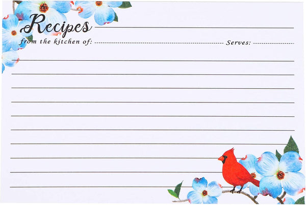 COFICE Recipe Cards 4x6 Inch, Double Sided, Cut Thicken Card Stock, 50-Pack (Bird)