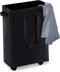 Slim Rolling Laundry Basket, 45L Small Hamper with Wheels and Adjustable Long Handles, Black
