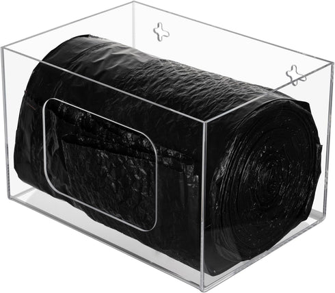 Extra Large Trash Bag Dispenser Roll Holder, Wall Mount Acrylic Kitchen Under Sink Organizer for 13 30 33 Gallon