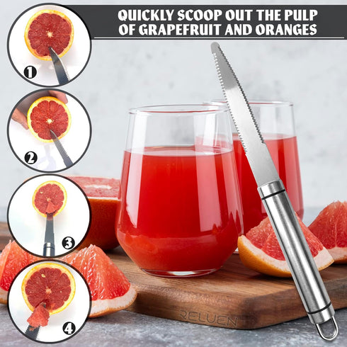 Stainless Steel Curved Grapefruit Knife - Serrated Kitchen Knife, Small Fruit Knife, Citrus Cutter, Chef Knife