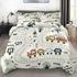 Comforter Set with 2 Pillowcases Queen Size, Cartoon Car Train Road Map,